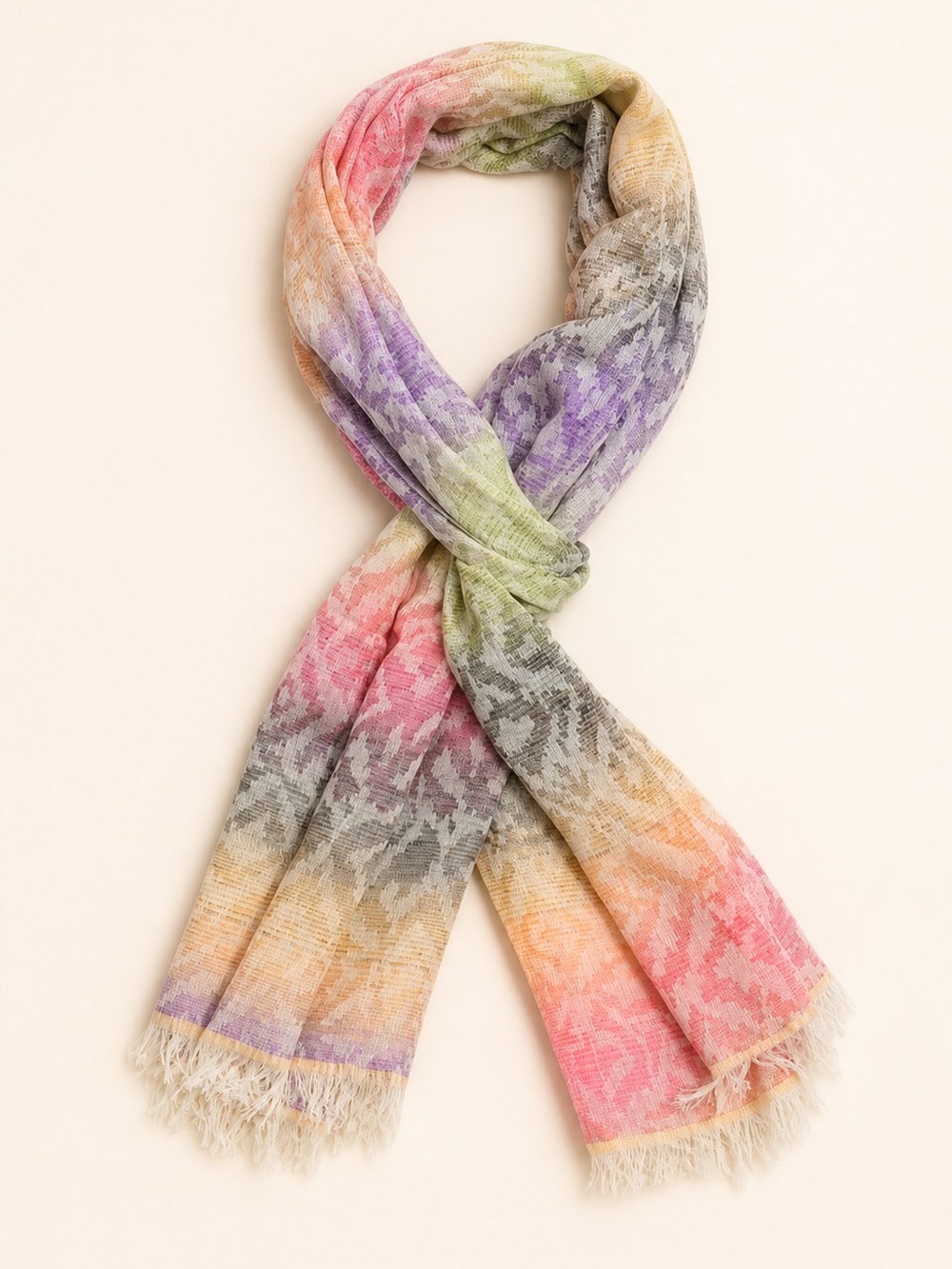 Multi Color Ombré Modal Scarf Lightweight Soft Fringe Wrap Boho Chic - Picture 2 of 8